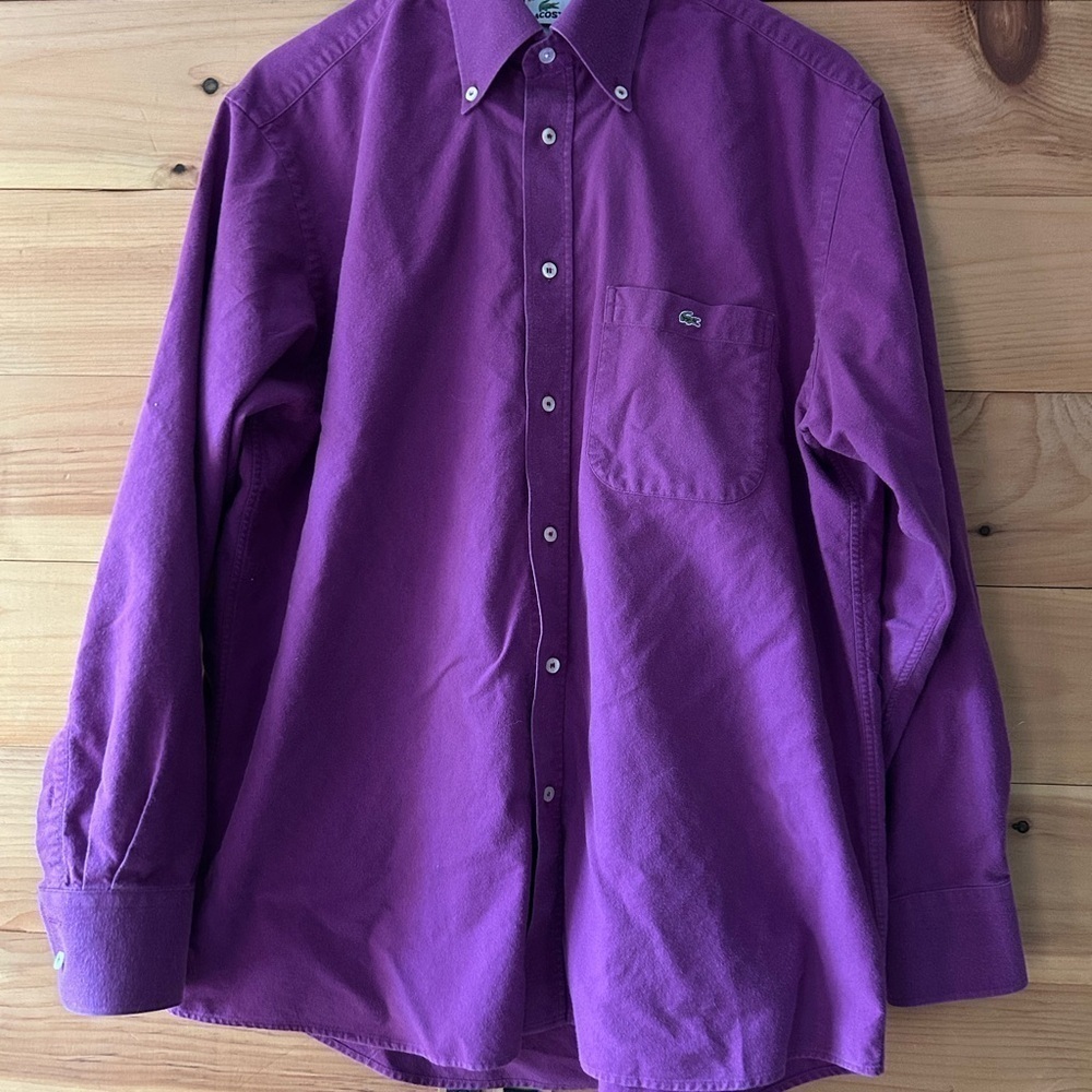 Vintage Lacoste Purple Casual Button Down Shirt Men’s Size 44